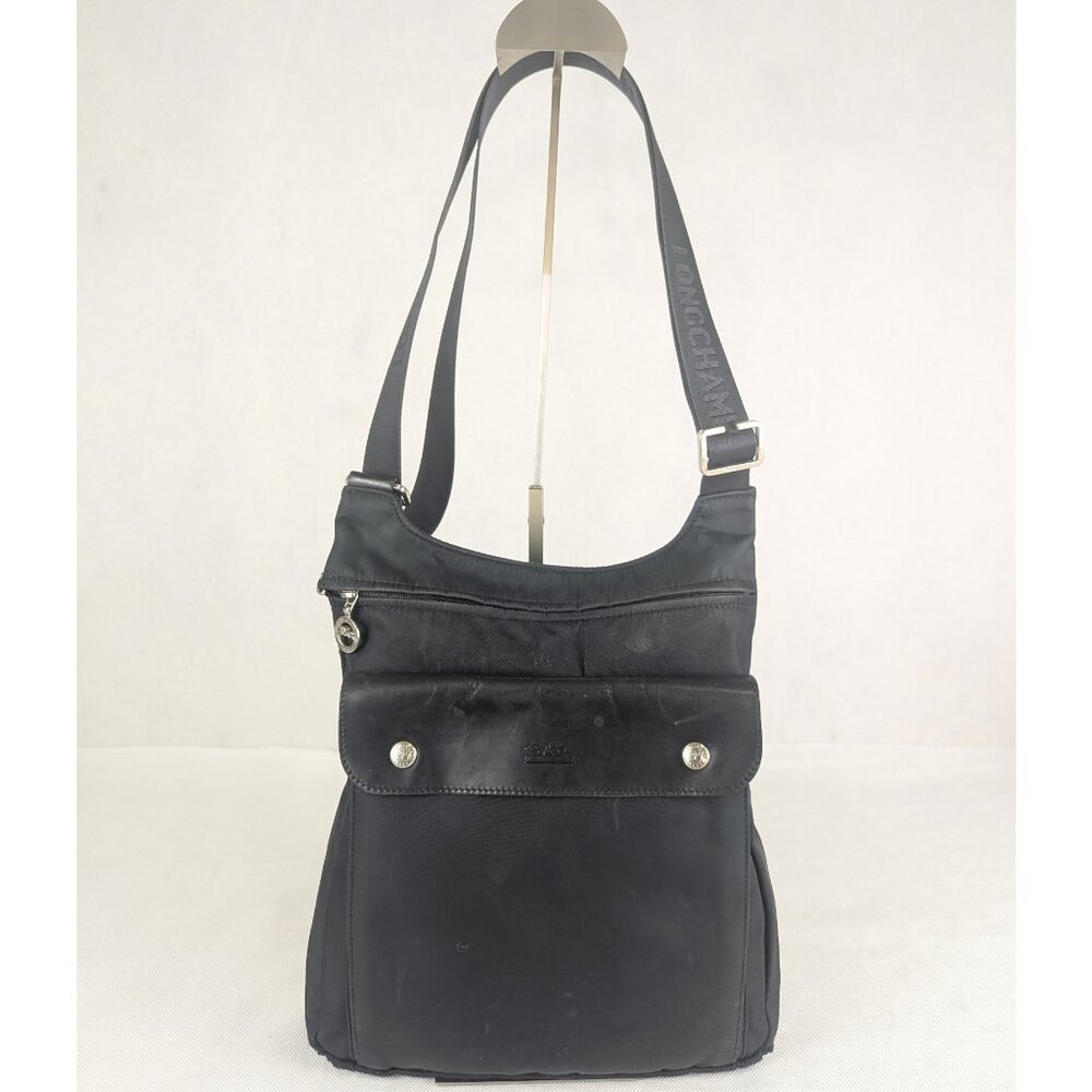 Authentic Longchamp Planetes Messenger Bag Black Nylon Made in Tunisia